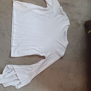 White knit bell sleeve top